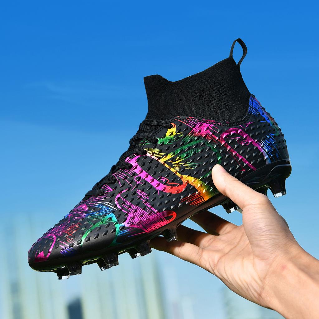 World Cup Messi C Luo Leather Football Shoes Boys and Girls Students AG Long Nails TF Broken Nails Competition Training Shoes