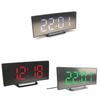Curved Screen Mirror LED Digital Clock Creative Digital Alarm Clock with Large Display USB Charging Powered Bedside Table Clock