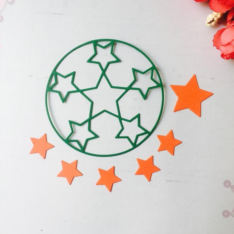 2Pcs Circle Five-pointed Star Metal Cutting Dies Paper Cut Card Making Template for DIY Scrapbooking Decorative Craft Mold Diecuts