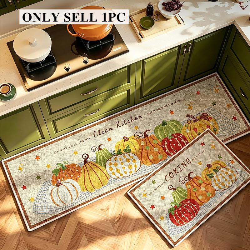 Carpet for Kitchen Long Rug Stain-resistant Wear-resistant Floor Mat Pumpkin Pattern Home Decoration Rugs Alfombras De Cocina