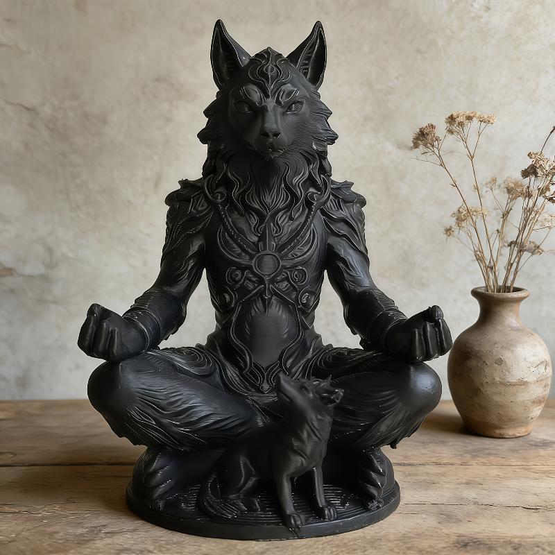 Gothic Werewolf Cub Meditation Statue High Quality 3D Print Eerie Art Ornament for Office Desktop Shelf Decor Gift