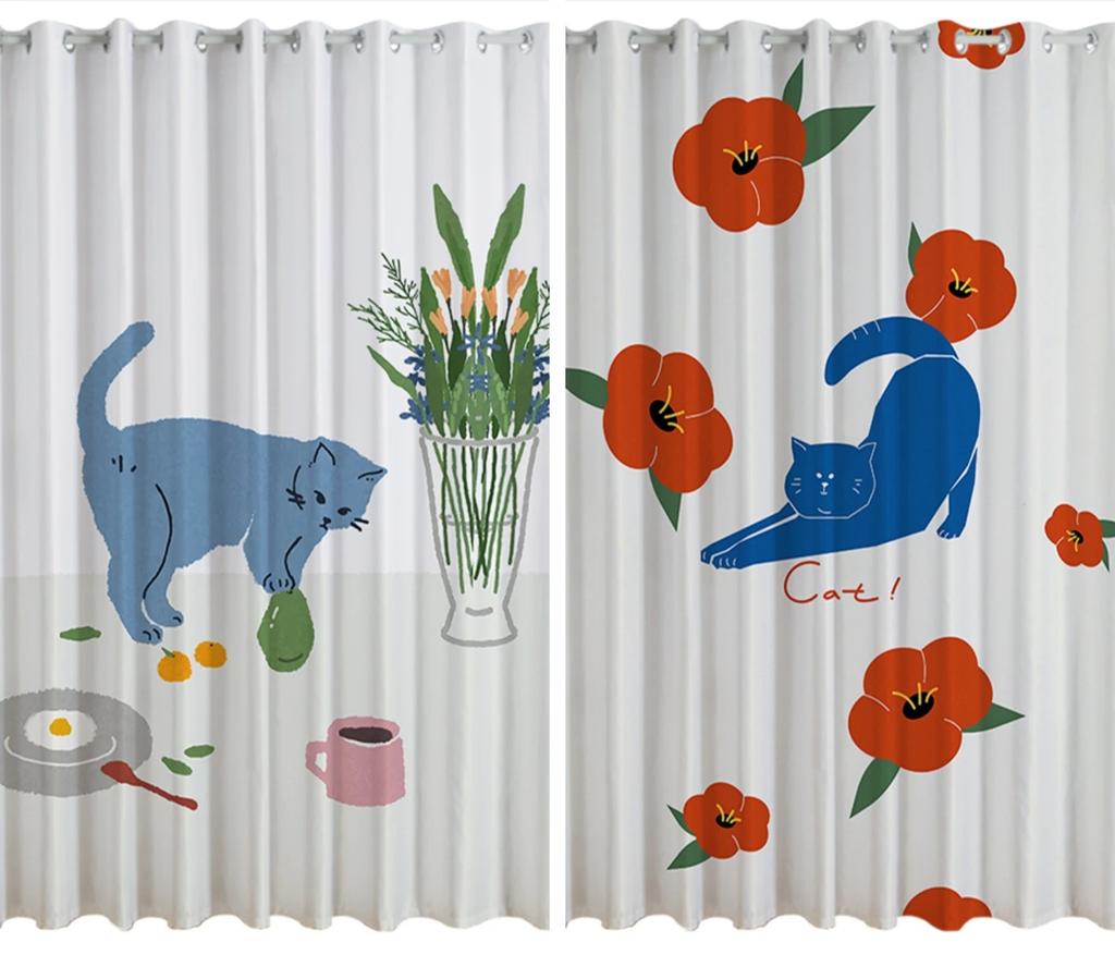 Cute Cartoon Star High Shading Curtain Punched Curtain Children's Room Bedroom Living Room Window Partition Drape Cartoon Style