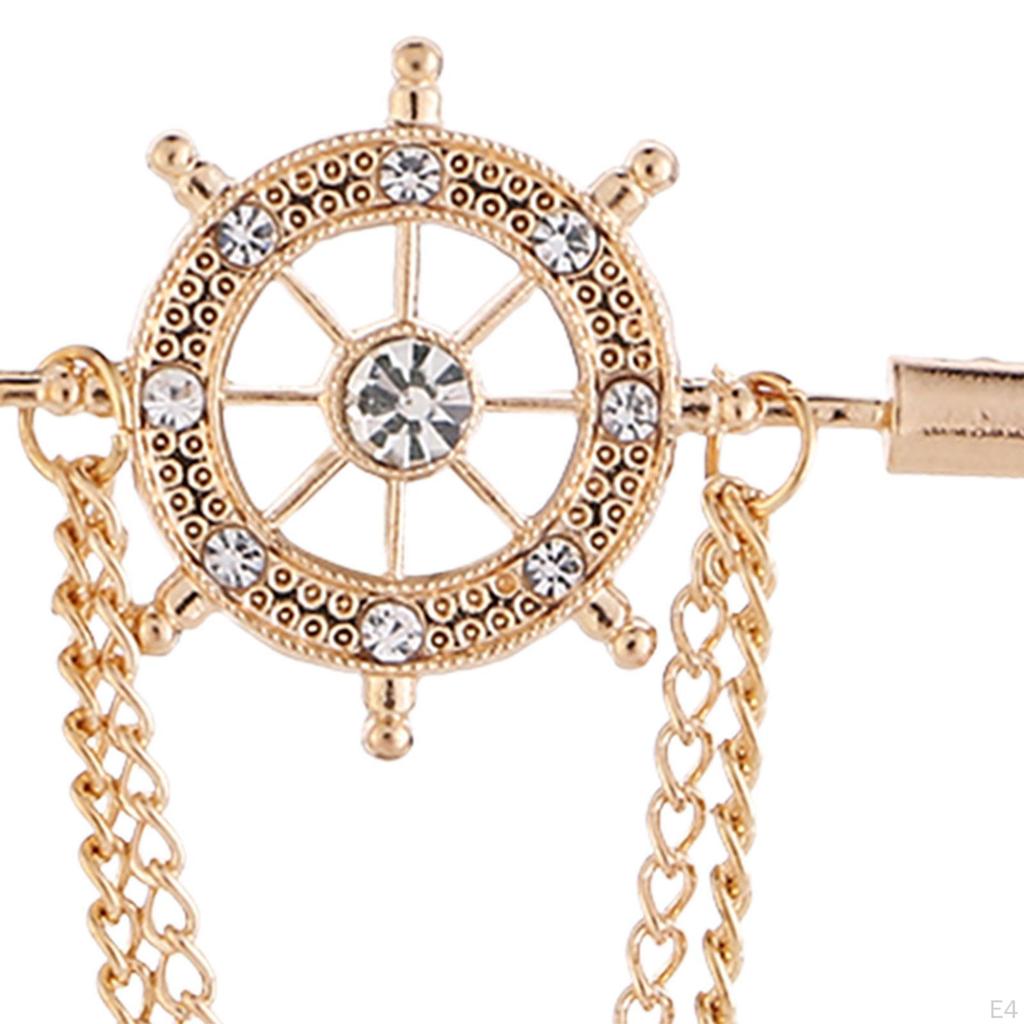 Tassel Chain Brooch ,Jewelry Accessories Hanging Alloy Badge Decor Rudder for Men