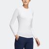 Adidas Solid Color Crew Neck Pullover Long Sleeve Raglan T-Shirt Women Tops White HT0026
