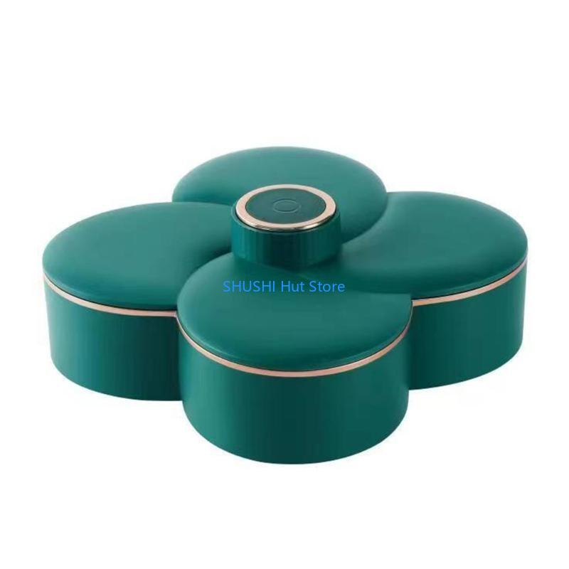 

Rotating Fruit Bowl with Toothpick Box 2-Layer Fruit Plate Flower Rotary-Serving Tray Container Snack-Storage Tray D57B