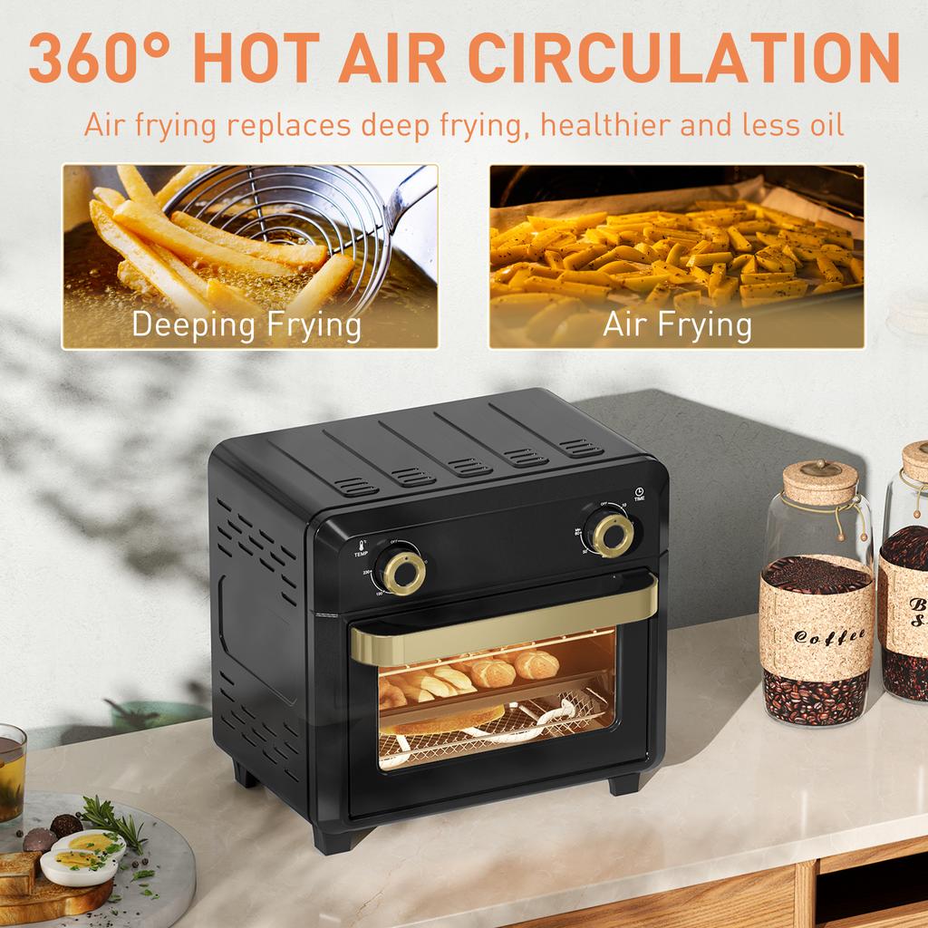 10L Air Fryer Oven Mini Oven Oil Free Cooking Grill Roast Bake With Adjustable Temperature Timer Dishwasher Safe 1000W Black