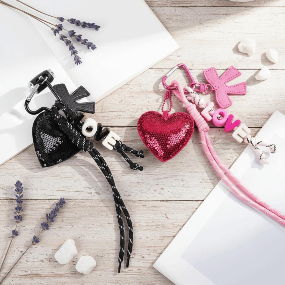 Heart-shaped Love Keychain Bag Accessories Braided Rope Pendant Love Pendant  Hanging Accessory