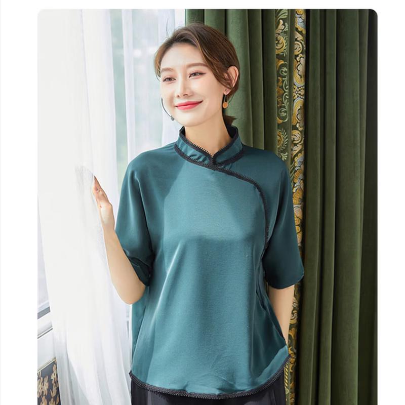 Jianhu Women's Qipao Collar Summer Top