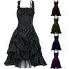 Women's Fashion Gothic Prom Dress Slim Irregular Straps Corset Lace Dresses