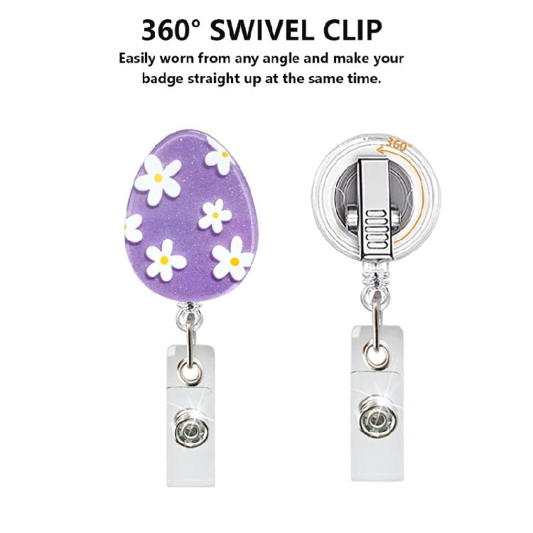 Funny ID Badge Holder with Alligator Clip for Nurse Teacher Office Holiday, Retractable Glitter Acrylic Badge Holder