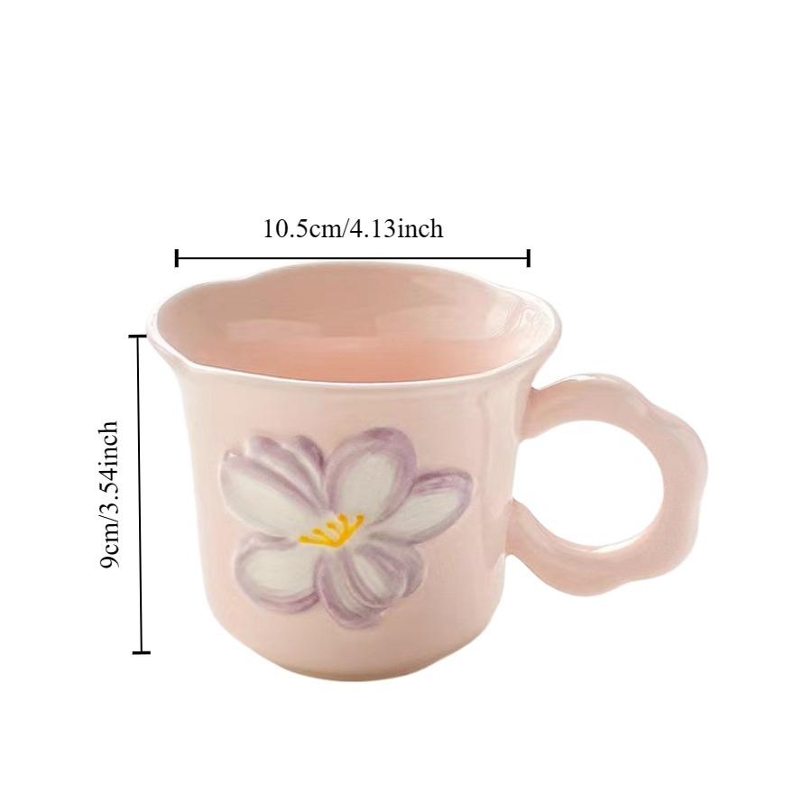1 Korean Coffee Cup, Flower Shaped Mug, Cute Ceramic Cup, Birthday Gift for Girls, Best Friend Souvenir