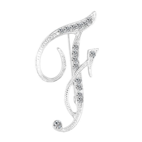 1 Pc Fashion Unisex Rhinestone English Letters Alphabet A-Z Brooch Pin Ornament