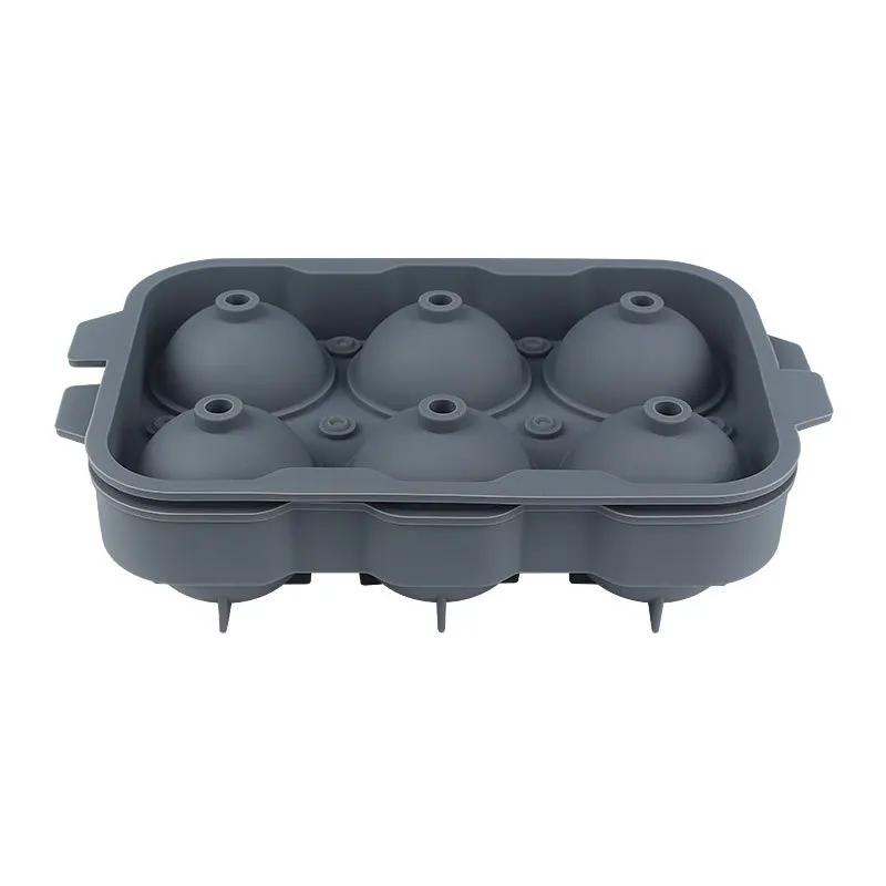

1Pcs Factory Direct Silicone Ice Cube Mold Big Ice Balls for Whiskey 6 Cavities (Gray,S) серый