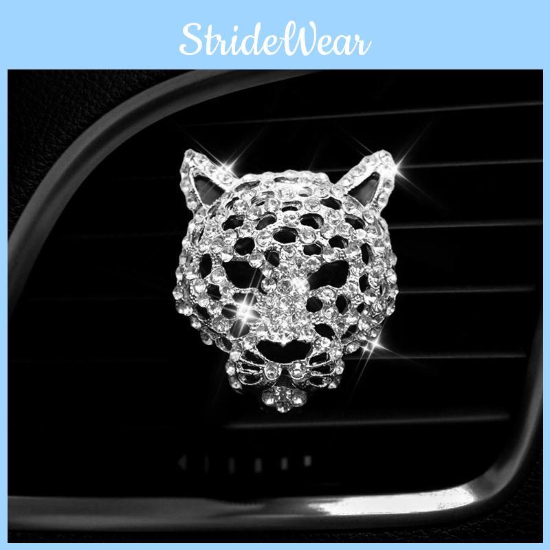 Metal Car Perfume Holder With Leopard Design Long-lasting Aroma Silver And Gold Options