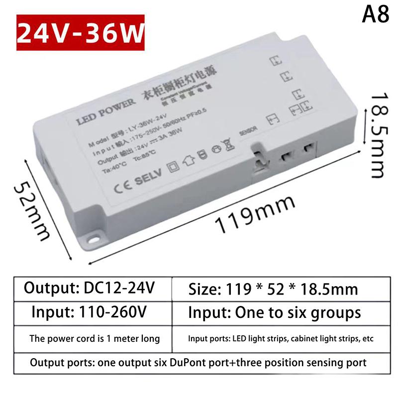 Led Cabinet Light Power Supply 24/36/48/60/100/150W Transformer 12V 24V Constant Voltage Source Adapter For Led Strip