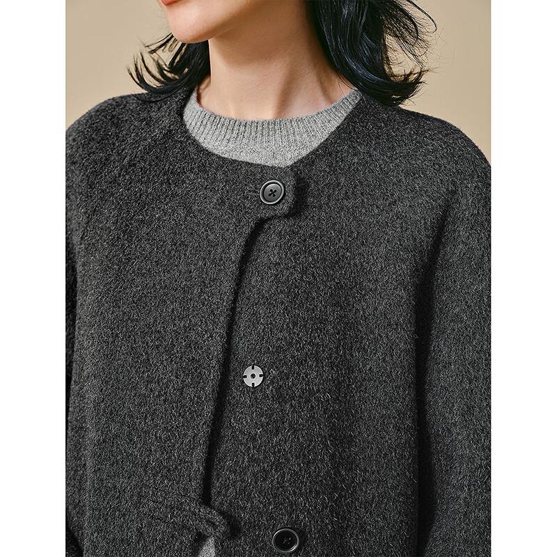 INMAN Women's Alpaca & Silk Scarf Collar Double-Faced Wool Coat