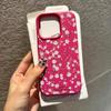 Pink small floral application Apple 17PROMAX mobile phone case 15 lychee pattern 14 cute 13 soft case 16/17
