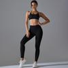 New Seamless Knitted Solid Color Sexy Back Tight Fashion Back V-waist Yoga Suit Running Fitness Set