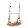 Bird Seagrass Swing Toys Colorful Rattan Balls Double Layer Parrot Climbing Hammock Swing with Wood Perch for Pet Bird