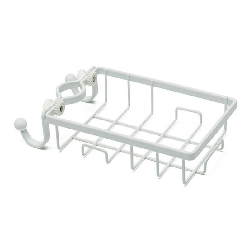 Kitchen Sink Faucet Rack Sponge Rag Storage Drain Shelf Bathroom Shower Rod Hanging Iron Basket Soap Dish Shampoo Holder