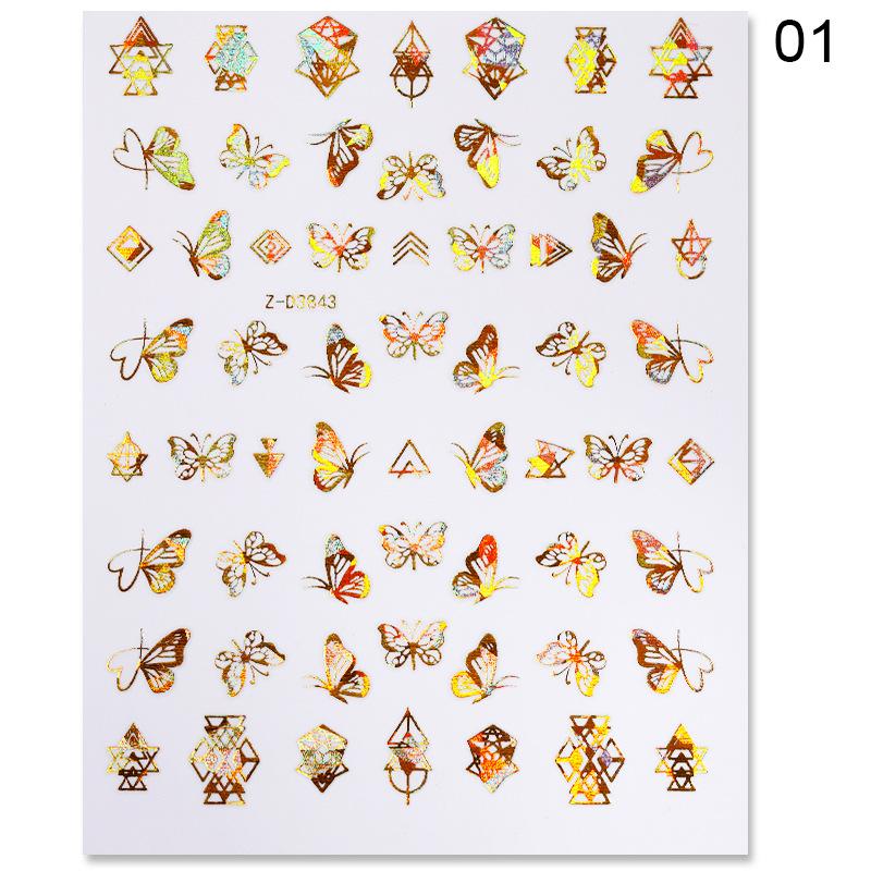 1pc 3D Nail Stickers Spring Summer Natural Flower Leaves Simulation Dried Flower Dragonfly Nail Applique Water Slides Decoration