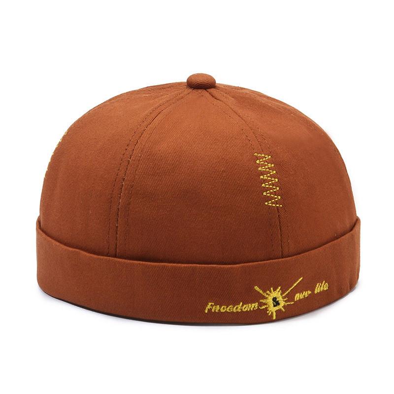 Cotton Cap Solid Color Round Top Hat Headwear Breathable Skullcap Gift Unisex