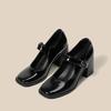 Lolita Shoes Women Mary Jane Shoes 7.5cm Vintage Girls High Heel Platform Shoes College Student Shoes Square Toe Thick Heeled
