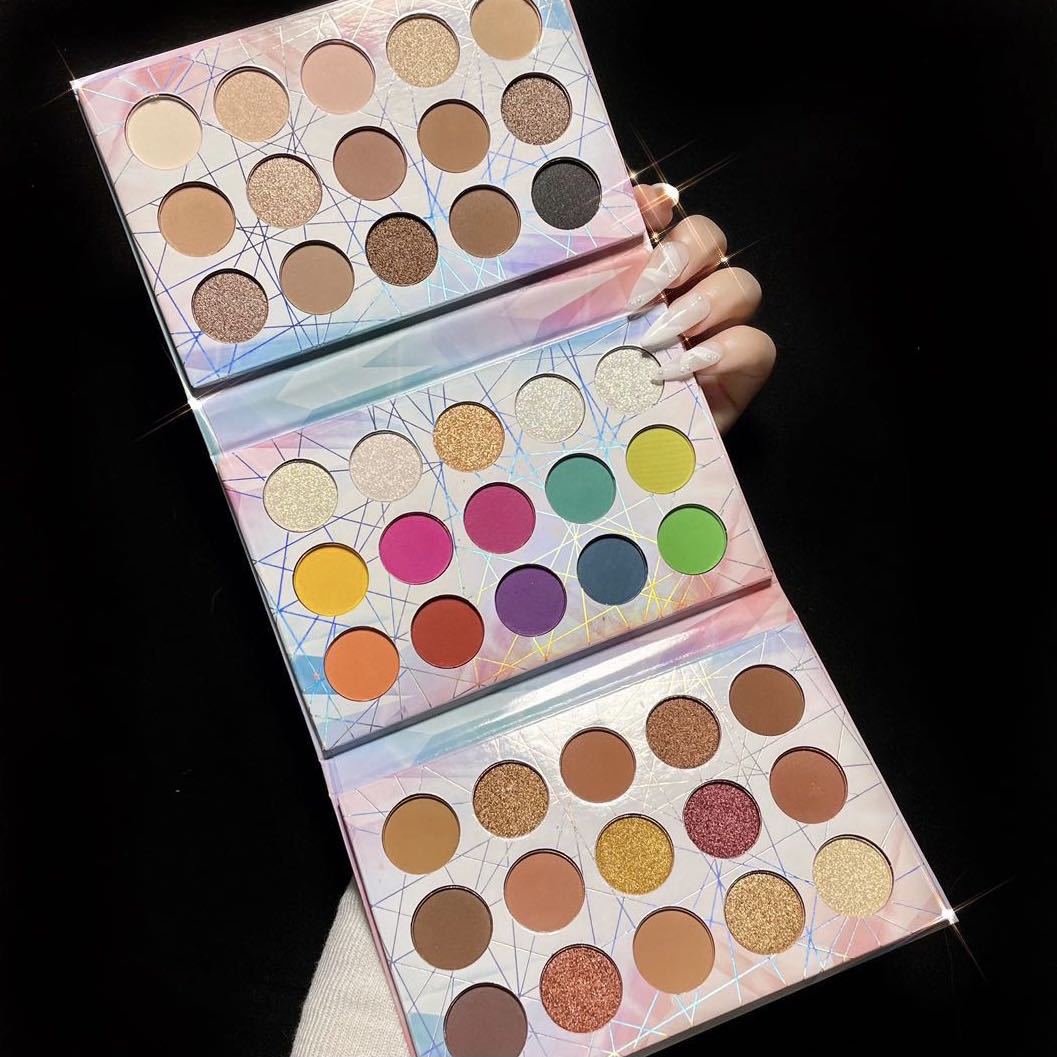 

45 разноцветных теней для век с жемчугом, матовых тонких вспышек, водонепроницаемых, портативных, складных, для ежедневного макияжа