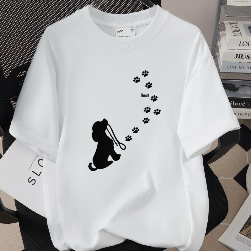 Creative Dog Print Unisex Loose Fit T-Shirt - 260g Pure Cotton, Casual Short Sleeve