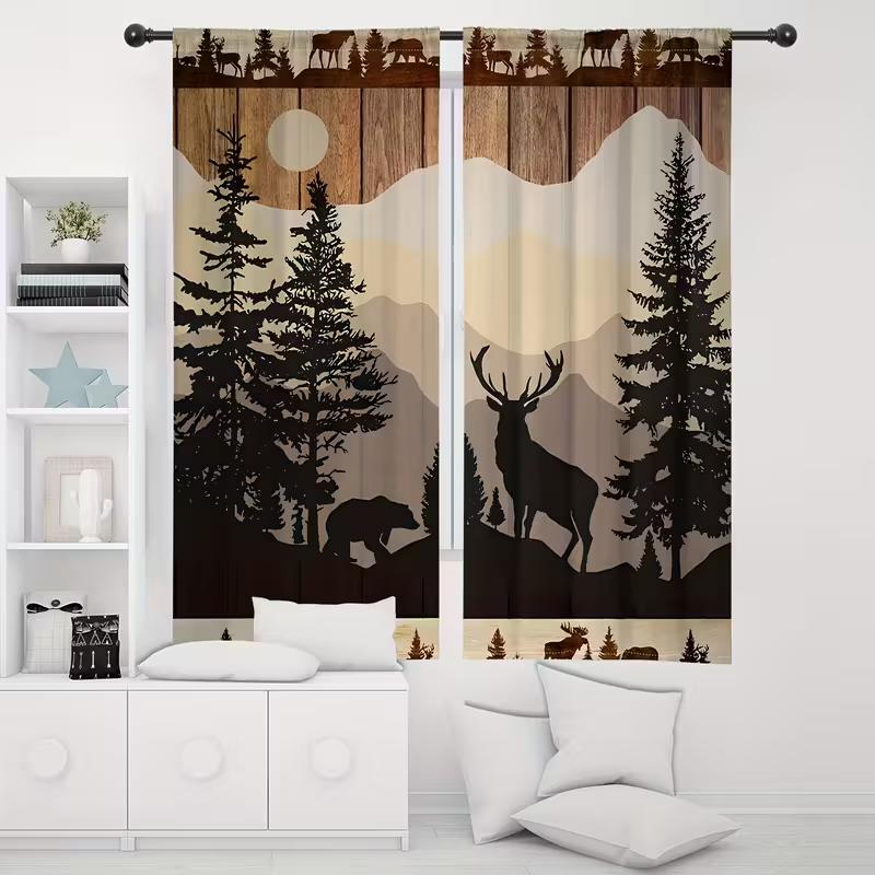 Vikama Rural Forest Animal Curtains Window Hangings Home Decorations Suitable Living Rooms Bedrooms Made Of Polyester Area Treatment