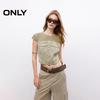 Women's 2025 Summer Solid Spliced Fabric Slim Fit Round Neck T-Shirt