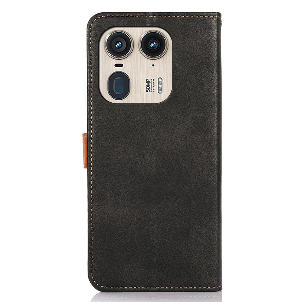 KHAZNEH For Motorola Edge 50 Ultra 5G/Moto X50 Ultra 5G Case PU Leather Phone Cover Gold Magnetic Buckle Decor