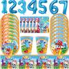 Decorazione Festa di Compleanno a Tema Numeri Bloccati Piatto di Sfondo Edificio Tazza Palloncino Sfondo Scenografia Fotografica Regali per Bambini