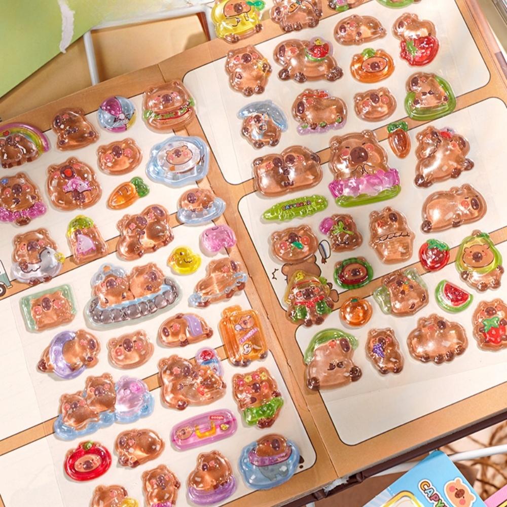 2 pcs/lot Capybara Enjoy Life Cartoon Drop 3D Relief Stickers Scrapbooking DIY Journaling Stationery Diary Decor Cute Stickers