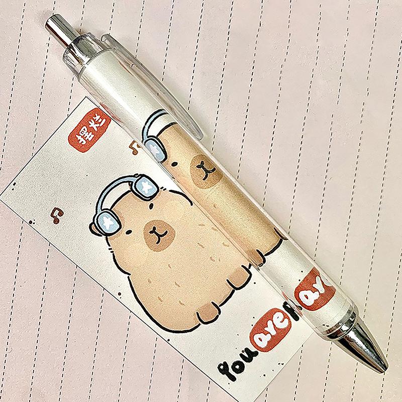 Capybara Pres Kalem Karikatür Sevimli Rulo Kağıt Jel Kalemler Öğrenci 0.5Mm Hızlı Kuruyan Yazma Kalemi Kawaii Yaratıcı Kırtasiye Malzemeleri