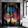 Duschdraperi med förtrollad skogsträd, Dekorativt duschdraperi för badrum, Vattentätt duschdraperi med krokar