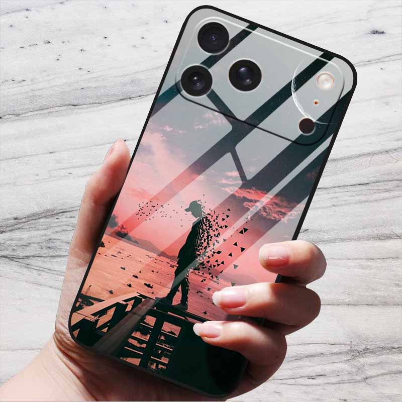 Cartoon Patterns Case For iPhone 17 Pro Plus Capa 17 Pro Max Bumper Luxury Tempered Glass Hard Back Cover iPhone17 Air Funda