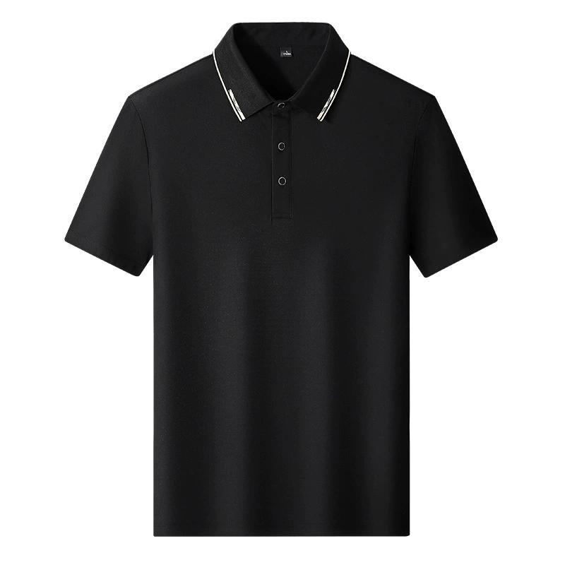 

Футболка Ice Silk Bead Ground с короткими рукавами для мужчин на лето, облегающая, свободная, поло большого размера с деловым воротником L