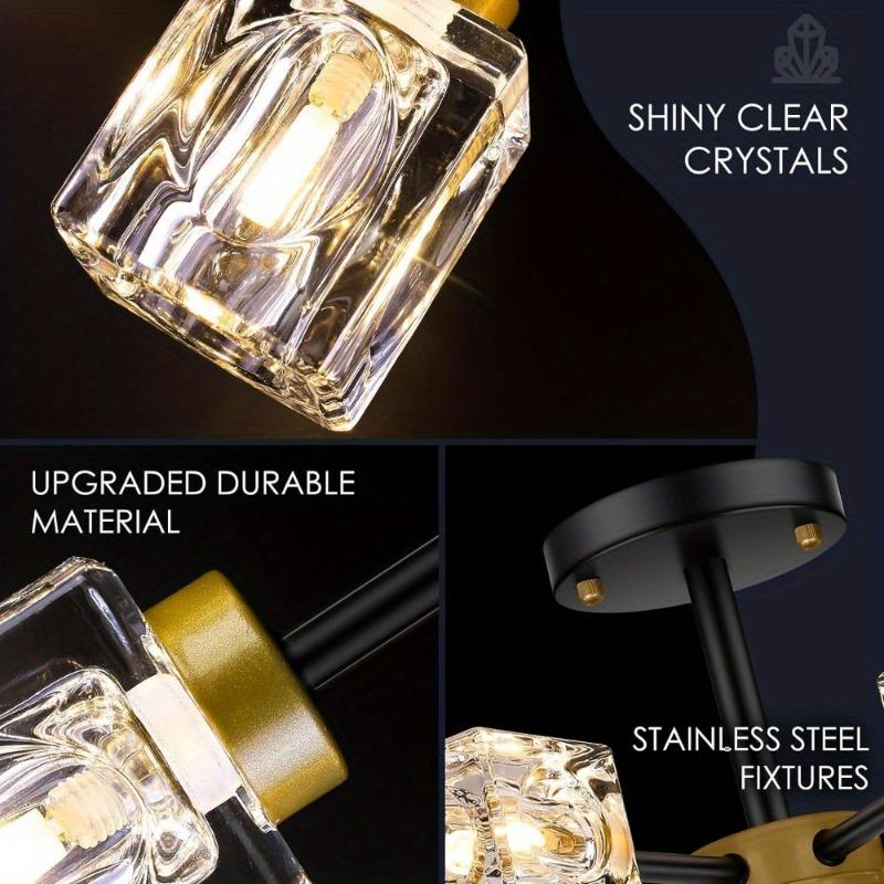 6-light Crystal Semi Embedded Ceiling Light Fixture
