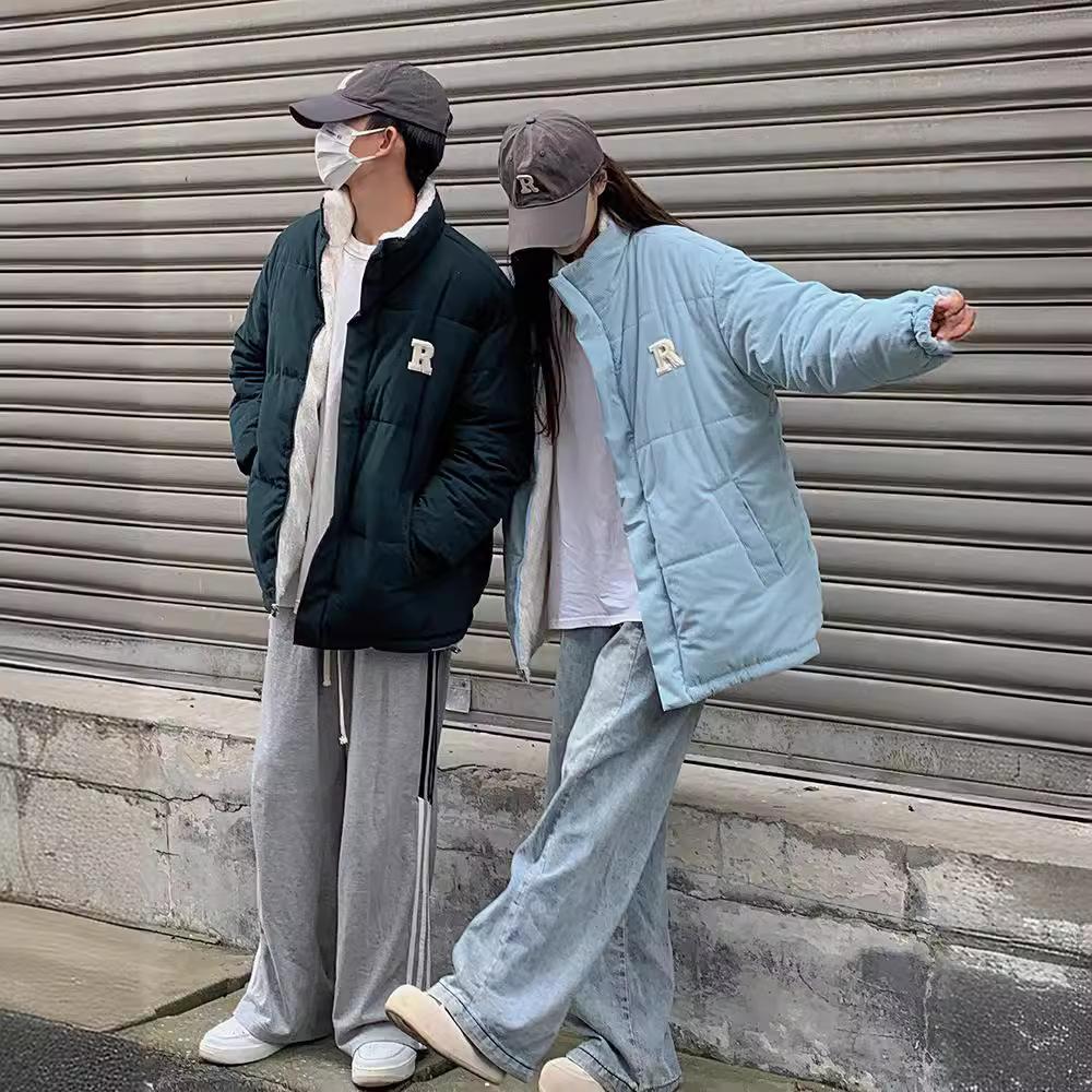 Double-sided cotton-padded women's new autumn and winter corduroy jacket thickened couple cotton-padded jacket down cotton-padded women
