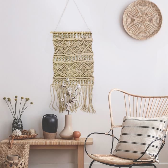 Weaving / Macrame Wall Hanging - 45 X 50 Cm - Nude Pink