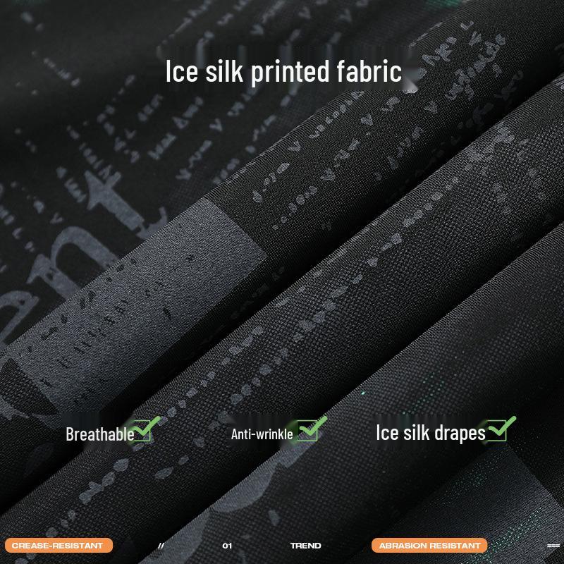 8515 Große Größen Herren Ice Silk Rundhals T-Shirt - Trendiges Kurzarm in Europäischem und Amerikanischem Stil