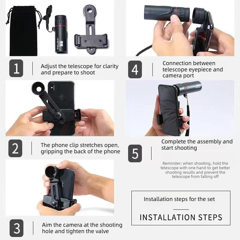 2000x24 Einrohr Schwarz Teleskop Mobil Outdoor Mini Tragbar Doppelnutzung Professionelles Fernglas Fotografie Videoaufnahme