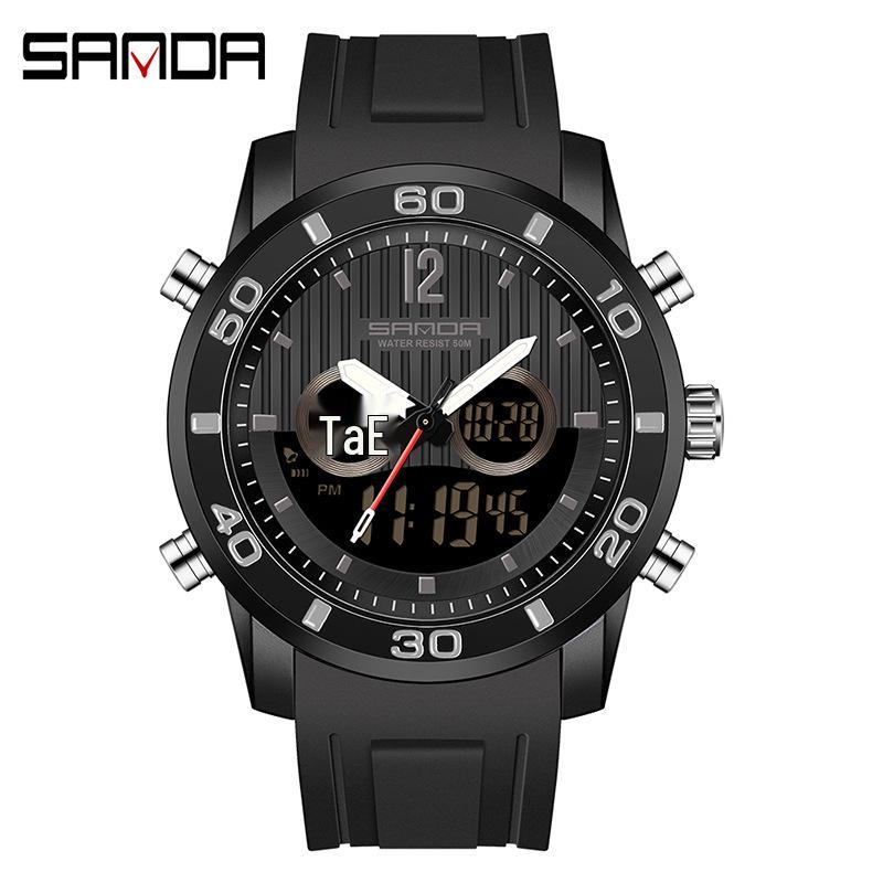 Korean Style Multi-function Luminous Dual Display Men s Sports Waterproof Outdoor Watch