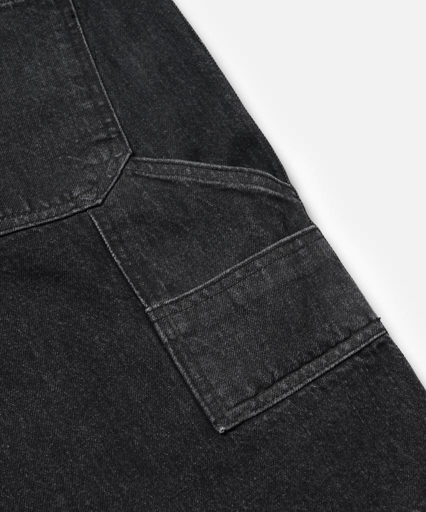 FRIZMWORKS Washed Denim Double Knee Shorts _ Washed Black
