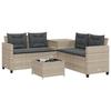 VidaXL Garden Sofa and Table and L-shaped Cushions Light Grey, Outdoor Sofa, L-shaped Outdoor Sofa, 369032