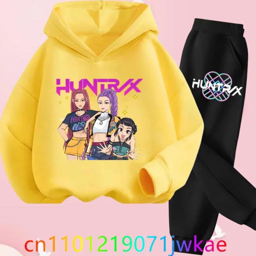 Movie New Kid K-Pop Demon Hunters Hooded Suit Toddler Girl Clothes KPop Demon Hunters Hoodie Set Girls Fashion Casual Sweatshirt