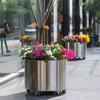 OIMG Outdoor Stainless Steel Planter Box Set with Artificial Flowers