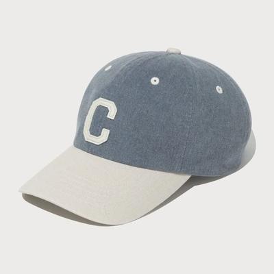C Logo Bequeme Passform Ausgewaschene Farbblock-Baseballkappe Blau CO2606CA08BL