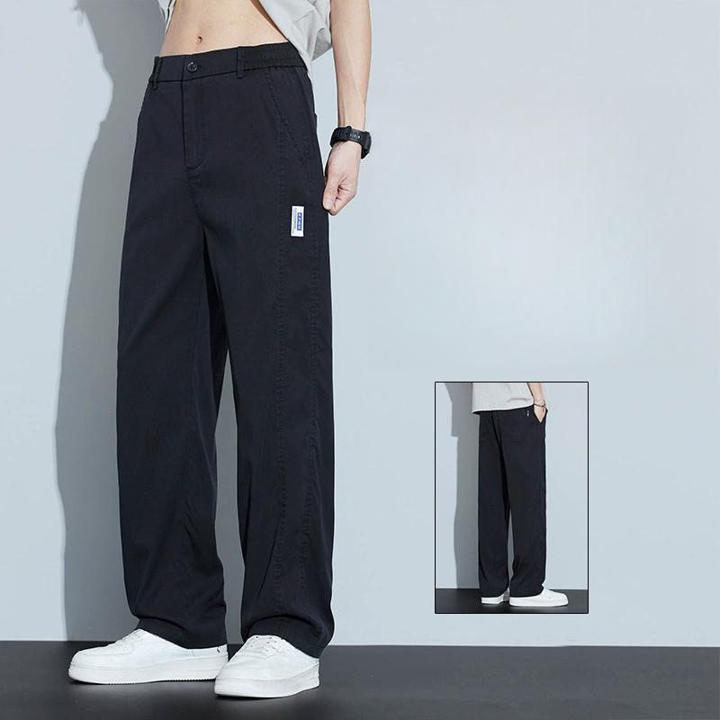 

Весенне-летние брюки из ледяного шелка для кондиционированного воздуха, свободные прямые, легкие, дышащие, модные, ультратонкие мужские повседневные брюки XS чёрный